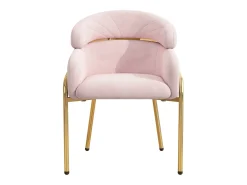 Juego de 6 sillas de terciopelo rosa - Patas de metal - Para salón, dormitorio, comedor