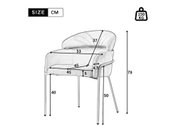 Juego de 6 sillas de terciopelo rosa - Patas de metal - Para salón, dormitorio, comedor