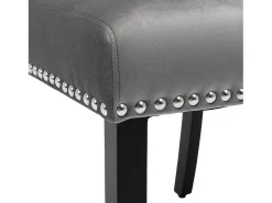 Juego de 2 sillas de terciopelo con patas de roble - decoradas con remaches - Gris