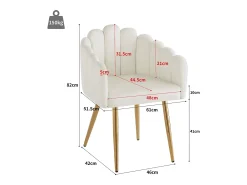 Juego de 2 sillas de terciopelo y metal – beige y dorado