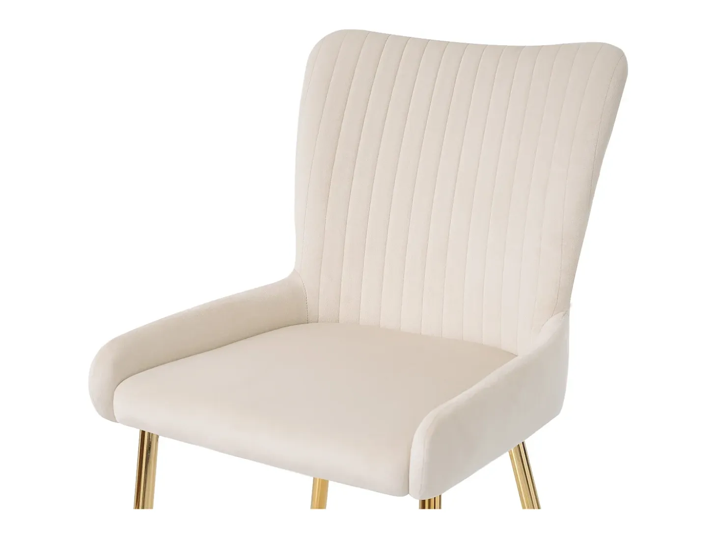 Juego de 4 sillas de terciopelo con patas metálicas doradas – beige