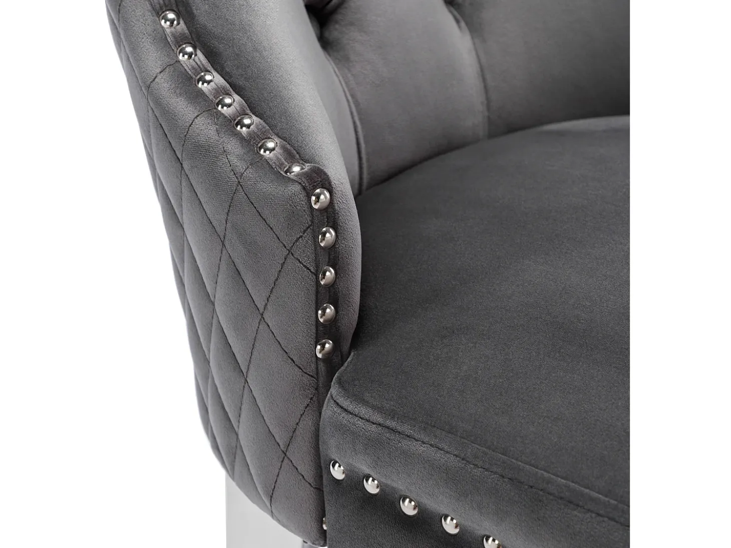 Juego de 6 sillas de terciopelo con patas de metal - Gris