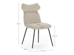 Juego de 2 sillas de terciopelo y patas de metal 51x65 h92 cm