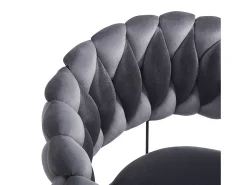 Juego de 4 sillas de terciopelo - con reposabrazos - patas metálicas ajustables en forma de garra - gris