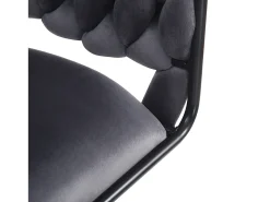 Juego de 4 sillas de terciopelo - con reposabrazos - patas metálicas ajustables en forma de garra - gris