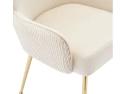 Juego de 2 sillas de terciopelo beige - Patas de metal dorado - Patas ajustables