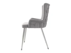 Juego de 4 sillas de terciopelo - patas de metal plateado - Gris