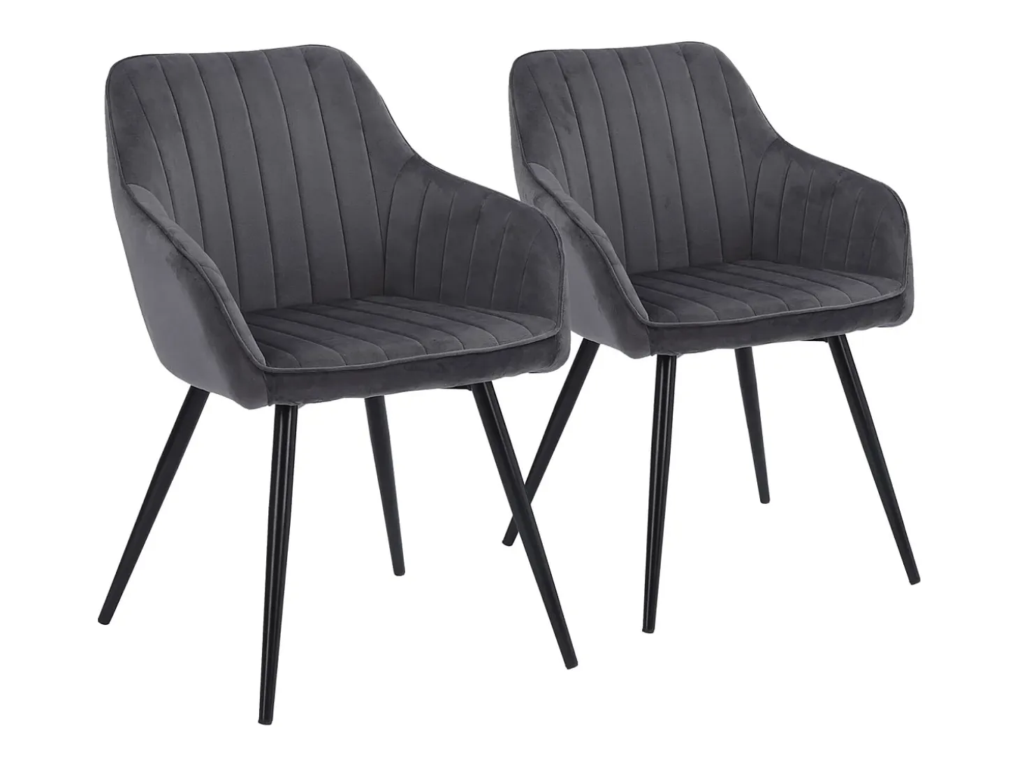 Juego de 2 sillas de terciopelo gris BERTILLE