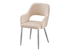 Juego de 6 sillas de terciopelo y metal plateado - Beige - GIA