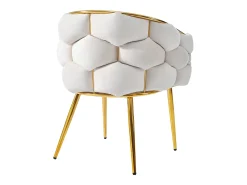 Juego de 2 sillas de terciopelo y metal, respaldo dorado – beige