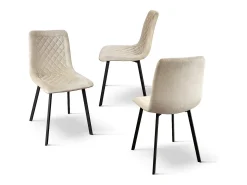 Juego de 4 sillas de terciopelo beige y patas de metal antracita - NOHO
