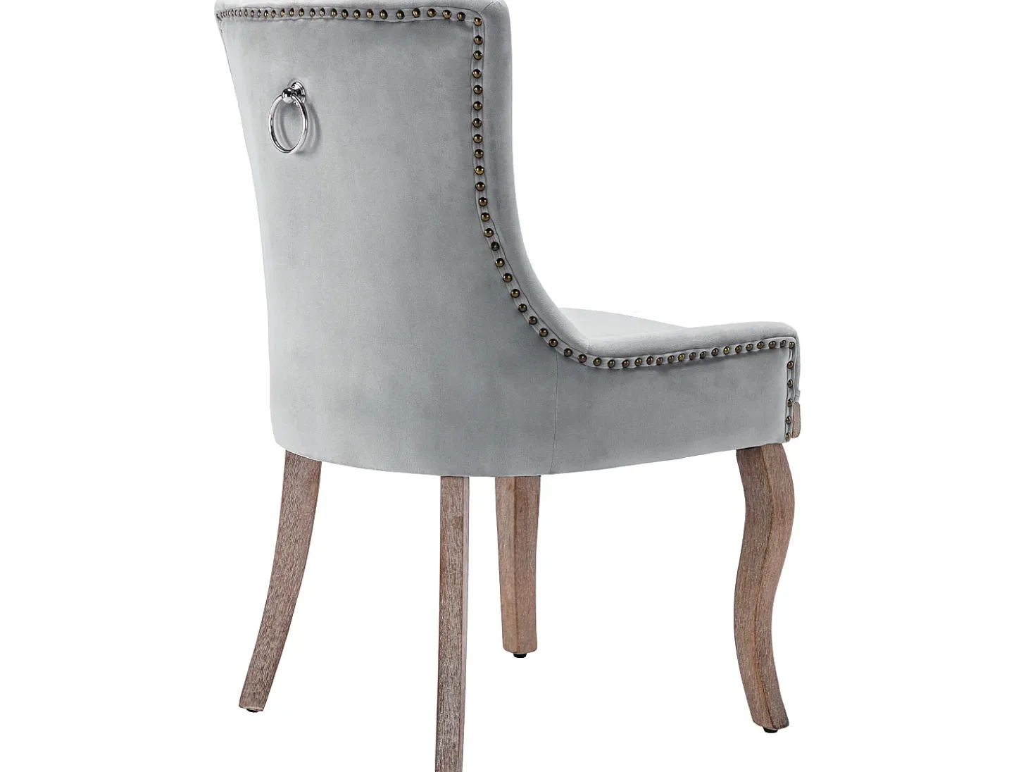 Juego de 2 sillas de terciopelo - con patas de madera maciza - gris