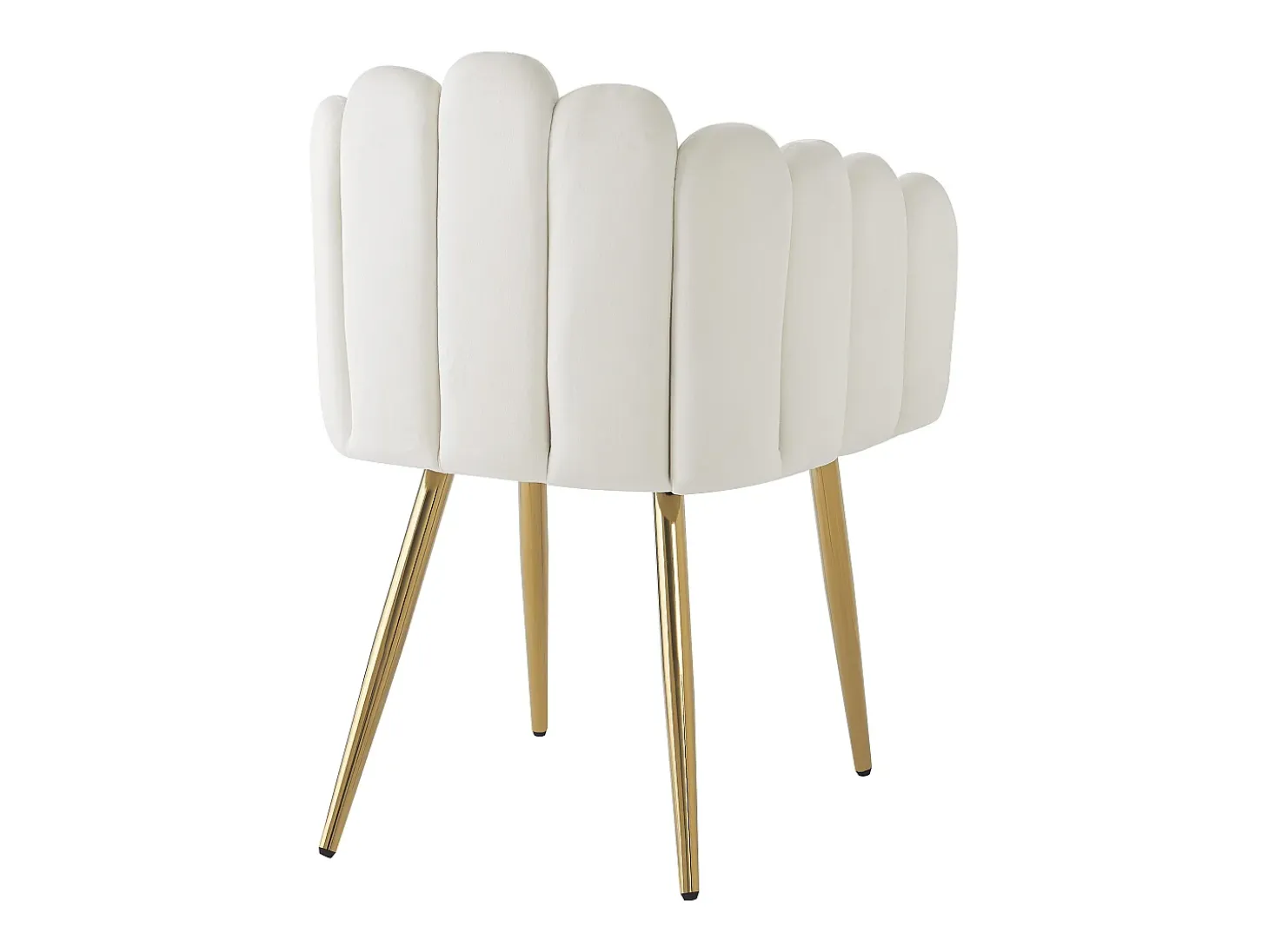 Juego de 2 sillas de terciopelo y metal, respaldo en abanico, asiento de 10 cm de grosor – beige y dorado