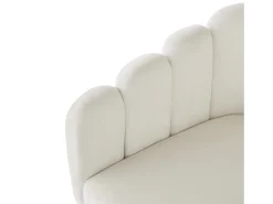 Juego de 2 sillas de terciopelo y metal, respaldo en abanico, asiento de 10 cm de grosor – beige y dorado