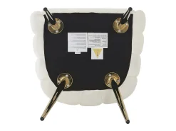 Juego de 2 sillas de terciopelo y metal, respaldo en abanico, asiento de 10 cm de grosor – beige y dorado