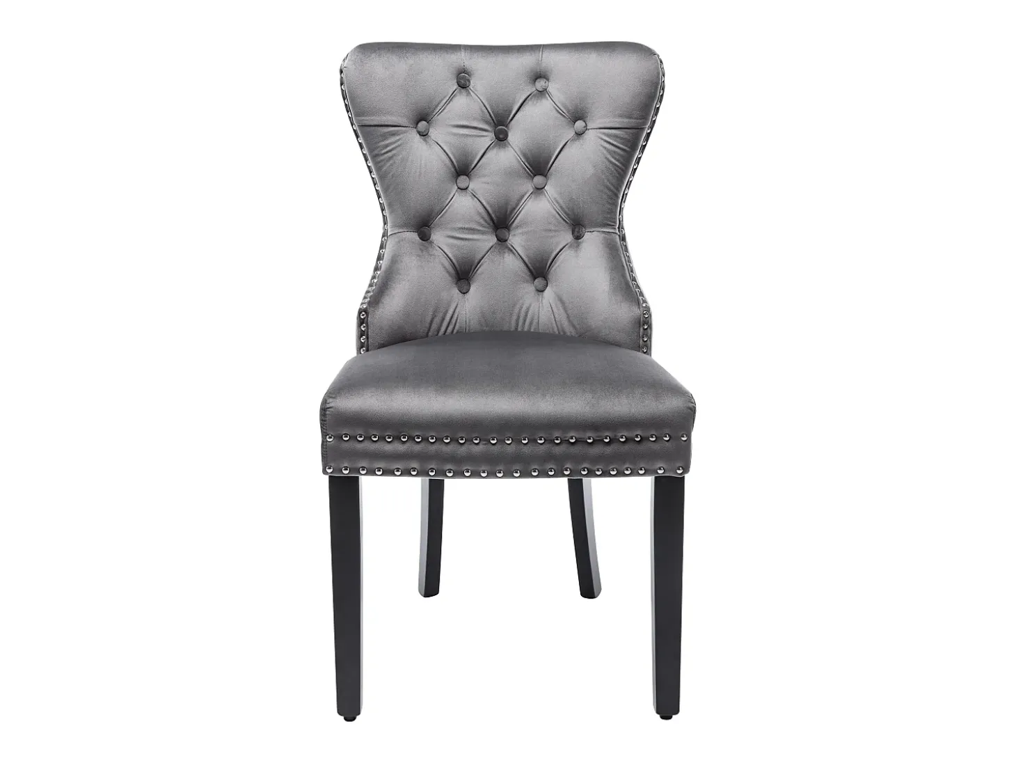 Juego de 2 sillas de terciopelo con patas de madera maciza – gris