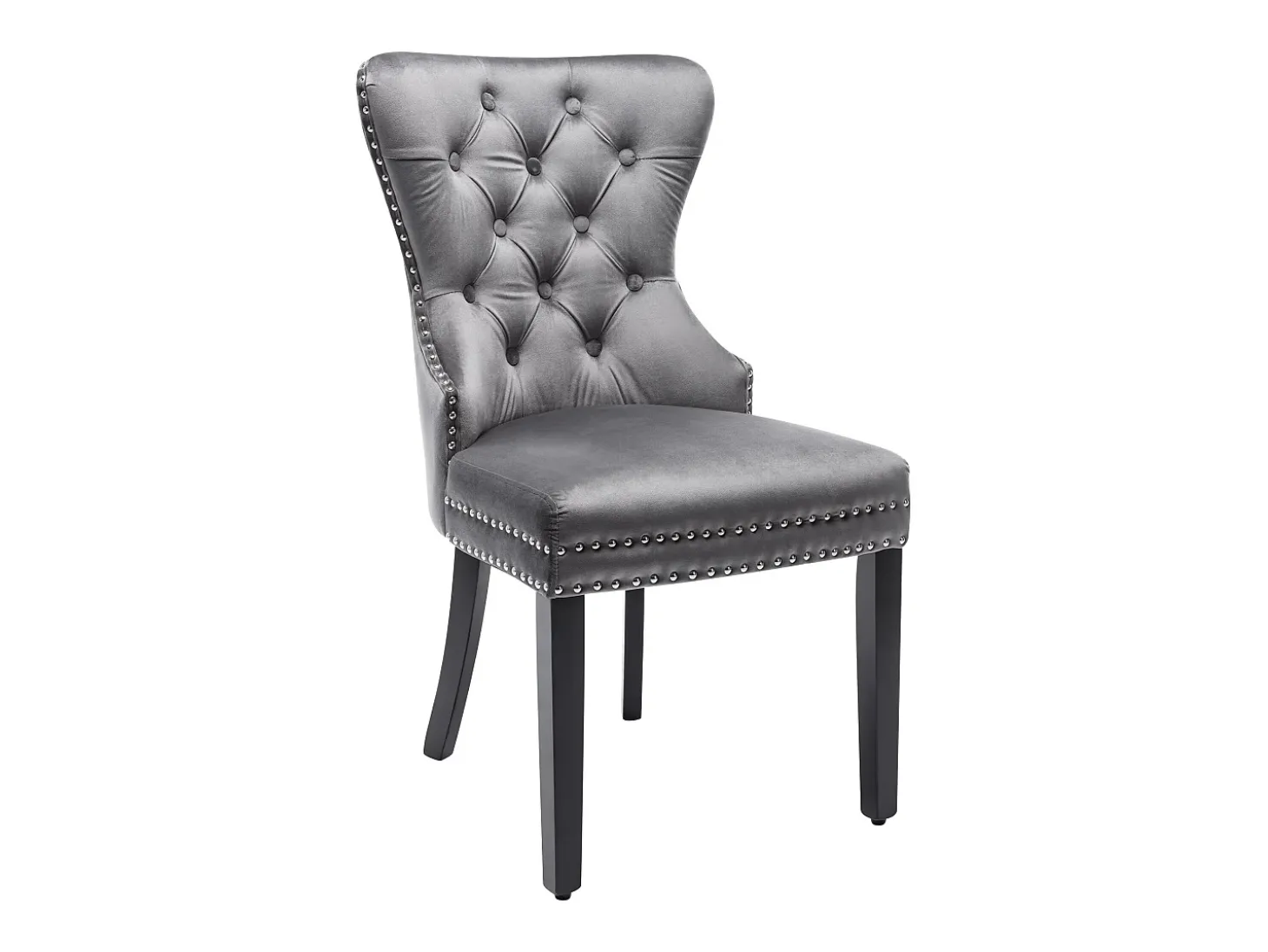 Juego de 2 sillas de terciopelo con patas de madera maciza – gris
