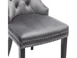 Juego de 2 sillas de terciopelo con patas de madera maciza – gris