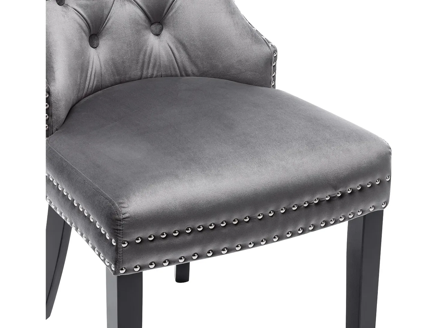 Juego de 2 sillas de terciopelo con patas de madera maciza – gris