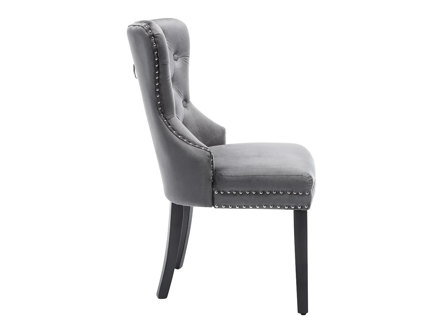 Juego de 2 sillas de terciopelo con patas de madera maciza – gris