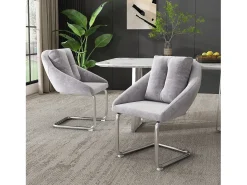 Juego de 6 sillas de terciopelo con estructura de metal – gris