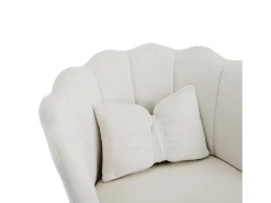 Juego de 2 sillas de terciopelo - con respaldo en forma de pétalo - patas de metal dorado - Beige
