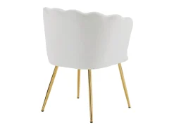 Juego de 2 sillas de terciopelo - con respaldo en forma de pétalo - patas de metal dorado - Beige