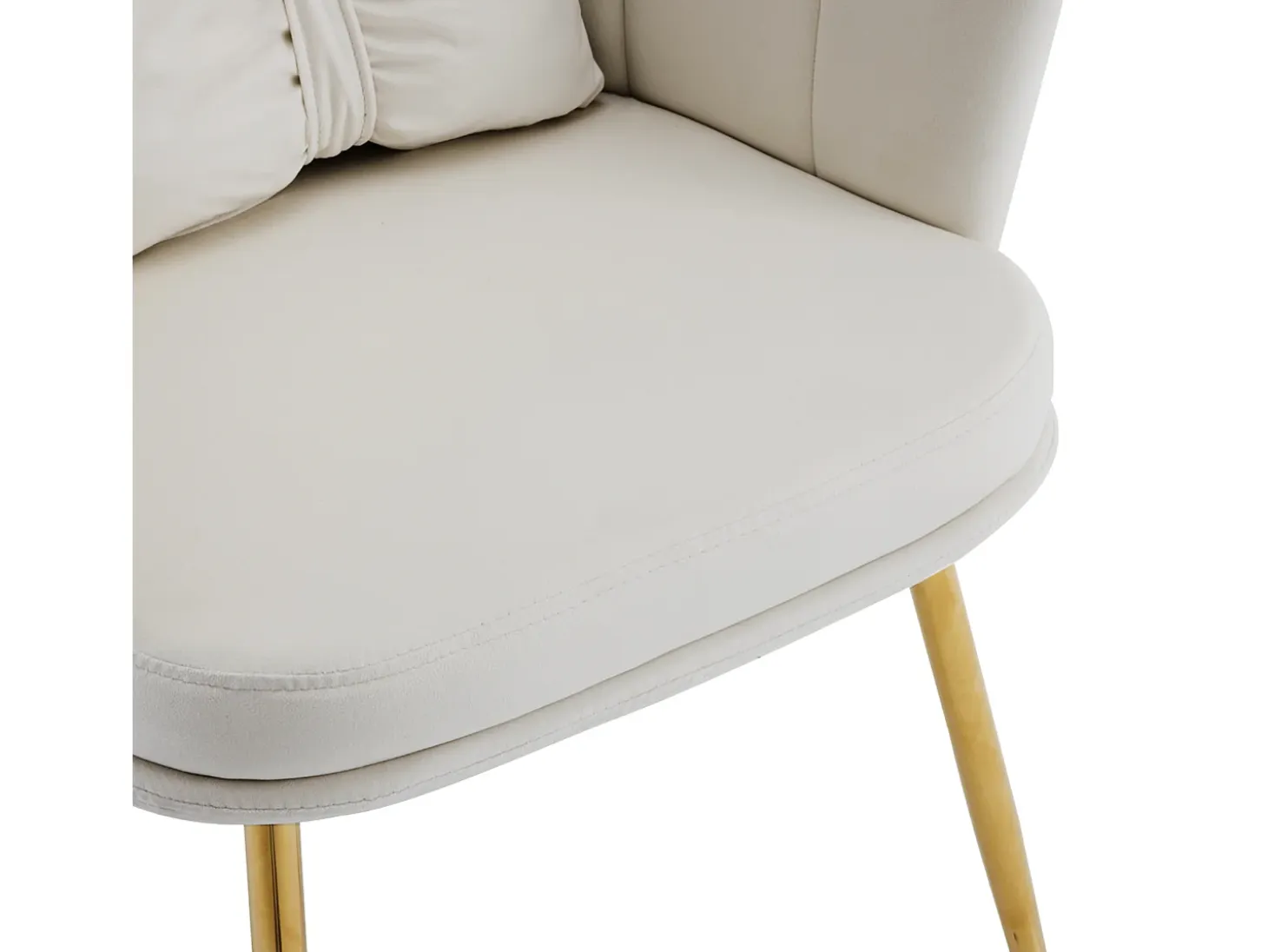 Juego de 2 sillas de terciopelo - con respaldo en forma de pétalo - patas de metal dorado - Beige