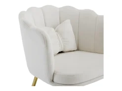 Juego de 2 sillas de terciopelo - con respaldo en forma de pétalo - patas de metal dorado - Beige