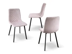 Juego de 4 sillas de terciopelo rosa y patas de metal antracita - NOHO