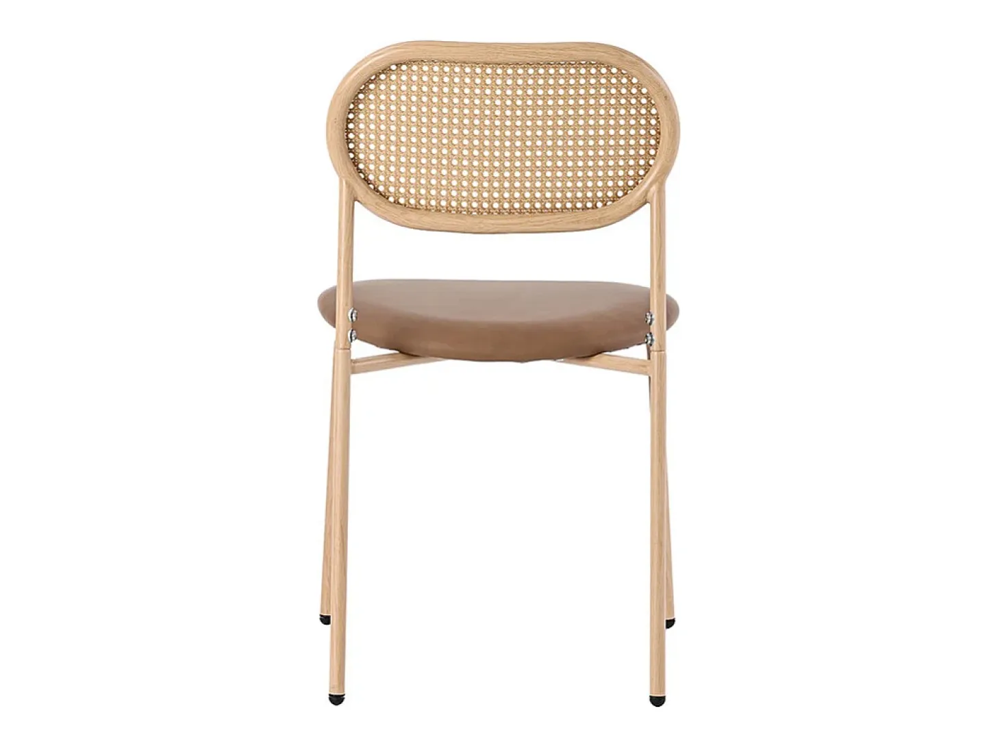 Juego de 6 sillas en PU y ratán - Patas de metal - Ergonómicas - Carga máxima 150 kg - 46×48×80 cm - Marrón