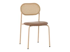 Juego de 2 sillas en PU y ratán - Patas de metal - Ergonómicas - Carga máxima 150 kg - 46×48×80 cm - Marrón