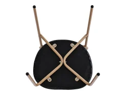 Juego de 4 sillas en PU y ratán - Patas de metal - Ergonómicas - Carga máxima 150 kg - 46×48×80 cm - Negro