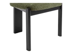 Juego de 6 sillas en tela bouclé y madera de hevea negra - Verde caqui - WILANA