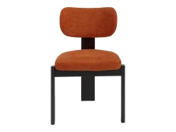 Juego de 6 sillas en tela bouclé y madera de hevea negra - Terracota - WILANA