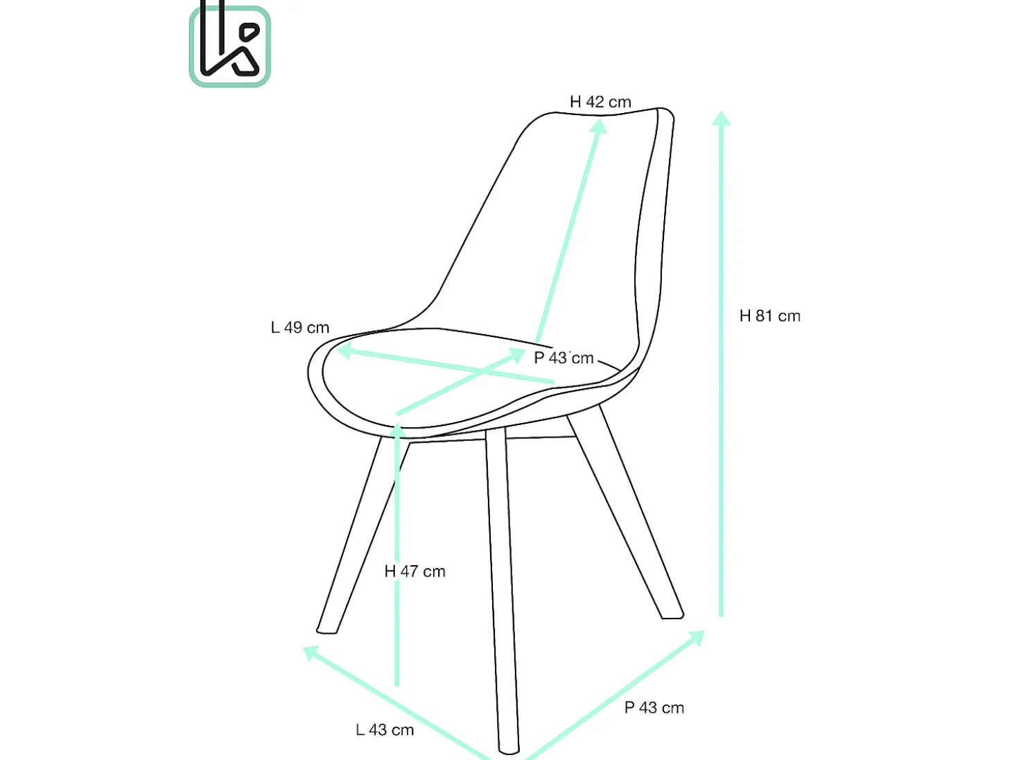 Juego de 2 sillas escandinavas, cojín de tela patchwork multicolor acolchado, asiento de plástico flexible, patas de madera LAO (floral)