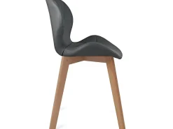 Juego de 2 sillas escandinavas de diseño para salón o comedor, asiento de cuero sintético acolchado, patas de madera de haya clara FATI (gris)