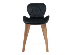 Juego de 4 sillas escandinavas de diseño para salón o comedor, asiento de cuero sintético acolchado, patas de madera de haya clara FATI (negro)