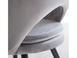 Juego de 2 sillas estilo sillón en terciopelo gris ratón Elouan, diseño escandinavo con cojín acolchado y patas de metal negro.
