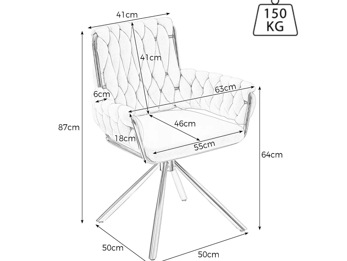 Juego de 6 sillas giratorias de terciopelo con reposabrazos - patas de metal dorado - Beige