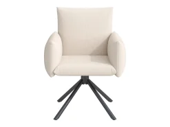 Juego de 4 sillas giratorias de lino beige con reposabrazos y patas de metal - para comedor y oficina