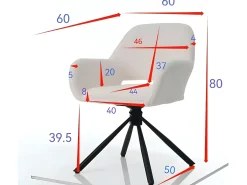 Juego de 4 sillas giratorias con reposabrazos - en rizo sherpa - estilo moderno - Blanco