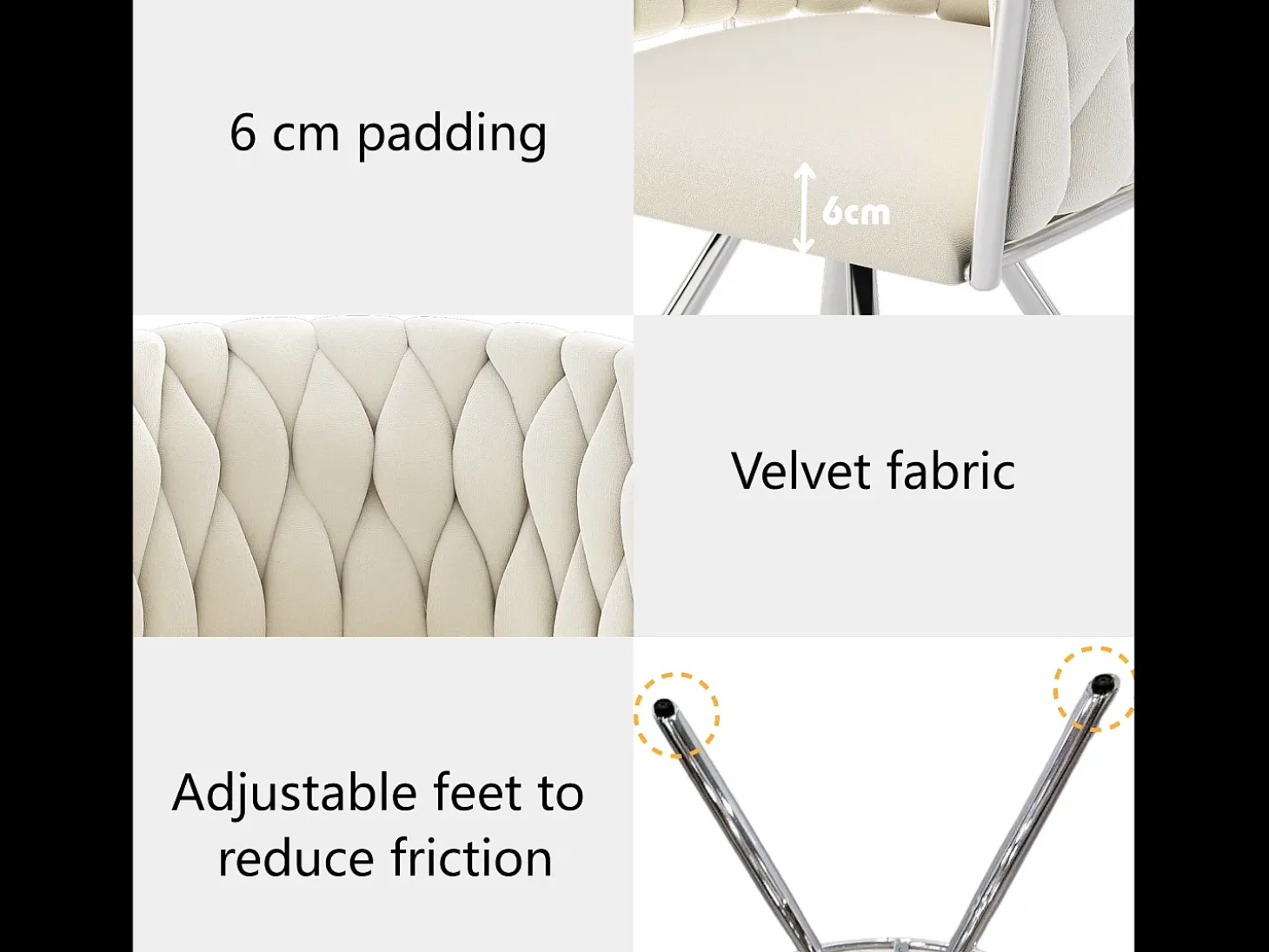 Juego de 2 sillas giratorias de terciopelo con reposabrazos - patas de metal plateado - Beige