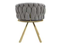 Juego de 2 sillas giratorias de terciopelo con reposabrazos - patas de metal dorado - Gris