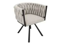 Juego de 6 sillas giratorias de lino con reposabrazos - patas de metal negro - Beige