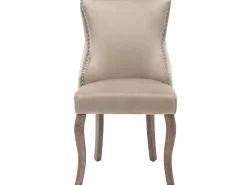 Juego de 2 sillas góndola de terciopelo - patas de madera maciza - Beige