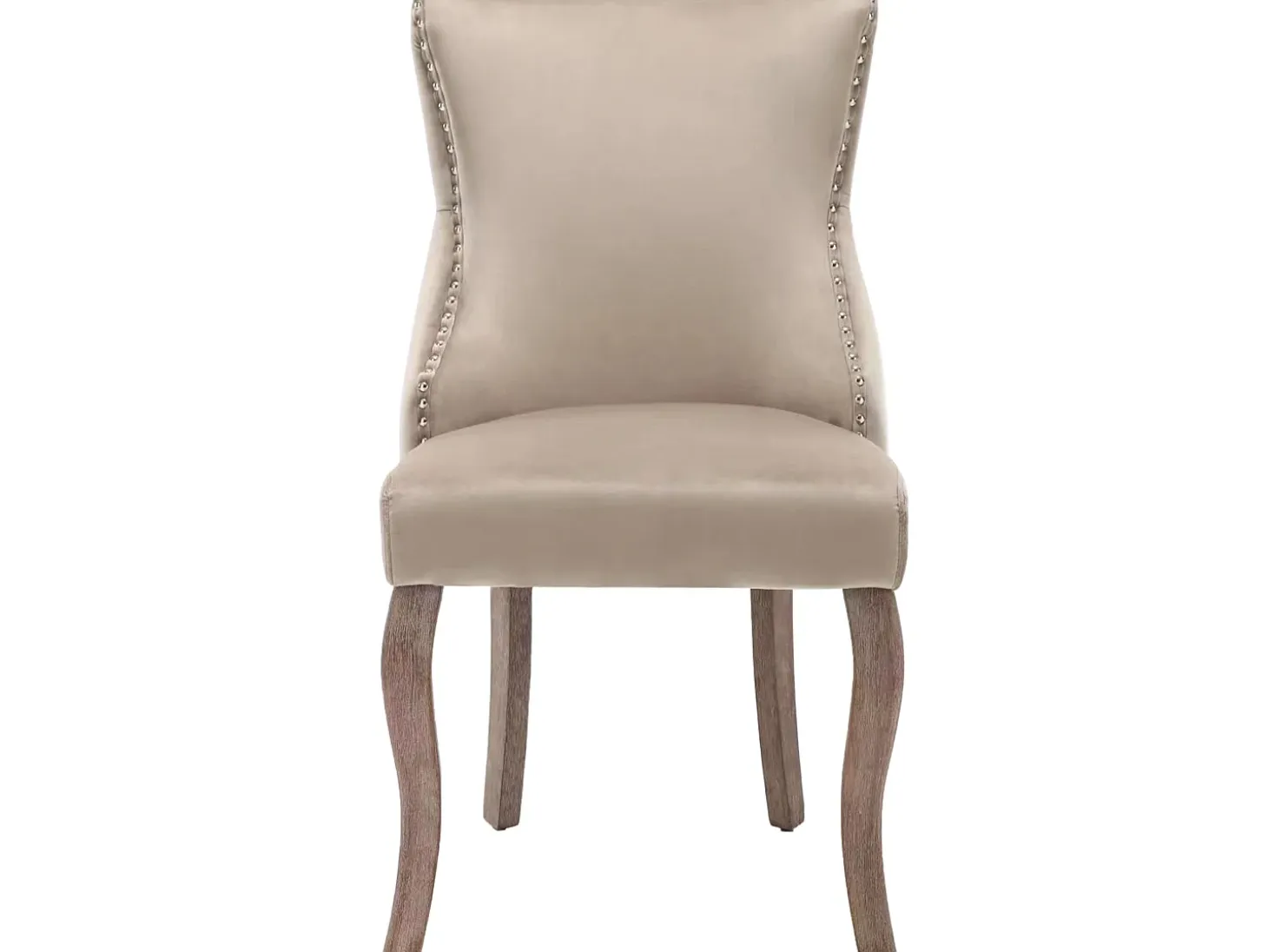 Juego de 2 sillas góndola de terciopelo - patas de madera maciza - Beige