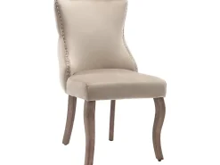 Juego de 2 sillas góndola de terciopelo - patas de madera maciza - Beige