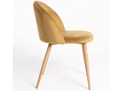 Juego de 2 sillas Kazon - Elegantes patas de metal efecto terciopelo y madera clara-Color amarillo M