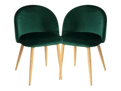 Juego de 2 sillas Kazon - Elegantes patas de metal efecto terciopelo y madera clara-Color amarillo M
